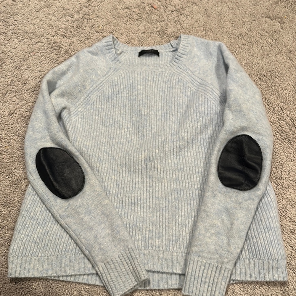 J.Crew Womens S Gray Wool Long Sleeves Leather Elb